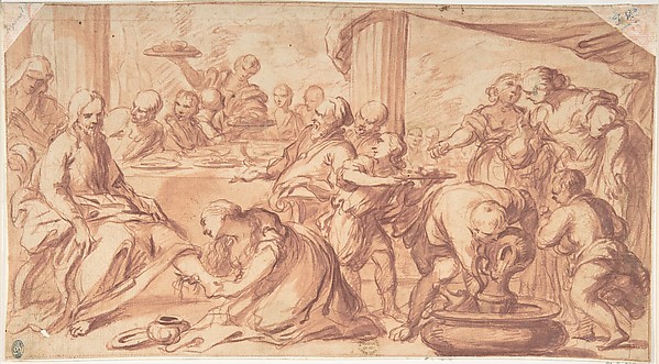 Mary Magdalen Washing Christ's Feet by Anonymous, Italian, Roman-Bolognese, 17th century