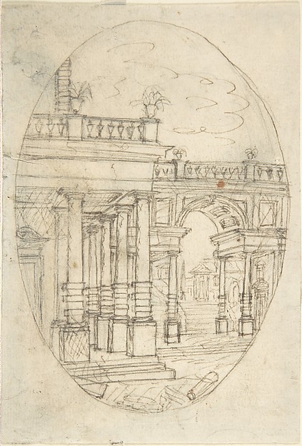 Architectural Drawing (recto); Sketch of a Figure (verso)