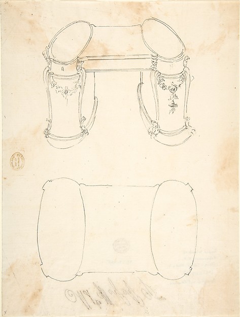 Two Design Drawings for a Writing Desk