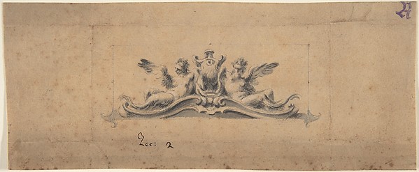 Design for an Overdoor or Headpiece: Two Reclining Figures and Urn