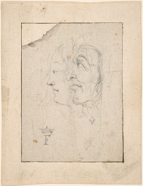 Two Heads of an Old and a Young Woman Looking to the Left (Ages of Woman?)