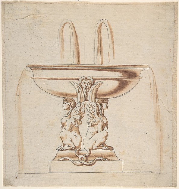 Design for a Fountain: Bowl Supported by Two Sphynxes
