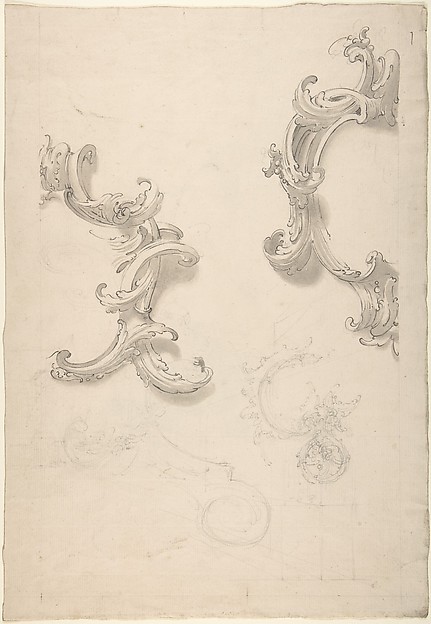 Ornamental Design with Acanthus Leaves (recto), Capital (verso)