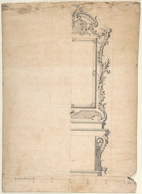One Half of a Design for a Wall With a Panel or a Mirror.