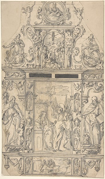 Design for a Tabernacle with the Annunciation by Anonymous, German, 17th century