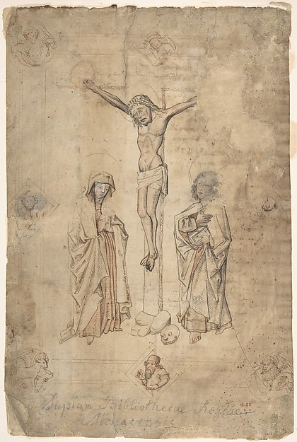 Crucifixion with the Virgin and St. John the Evangelist by Anonymous, German, 15th century