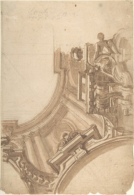 Design for a corner of painting ceiling, architectural perspective