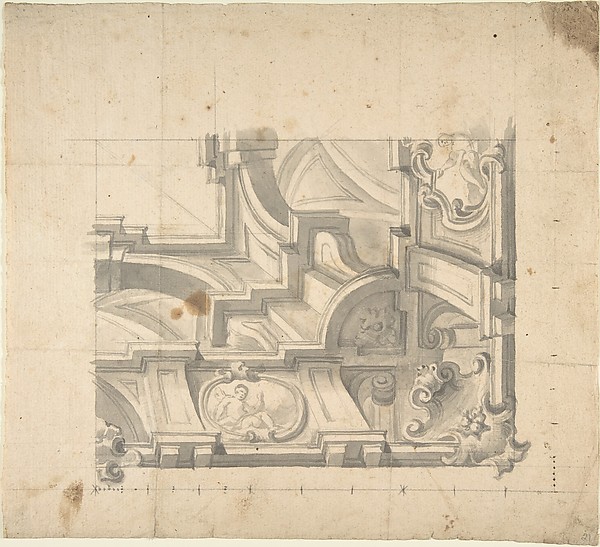1/4 Design for a Painted Ceiling, architectural perspective