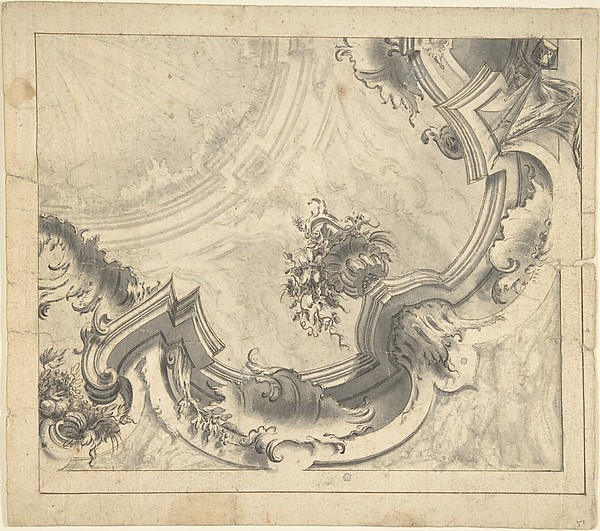 One Quarter of a Design for a Painted Ceiling on Recto. Verso, ornaments