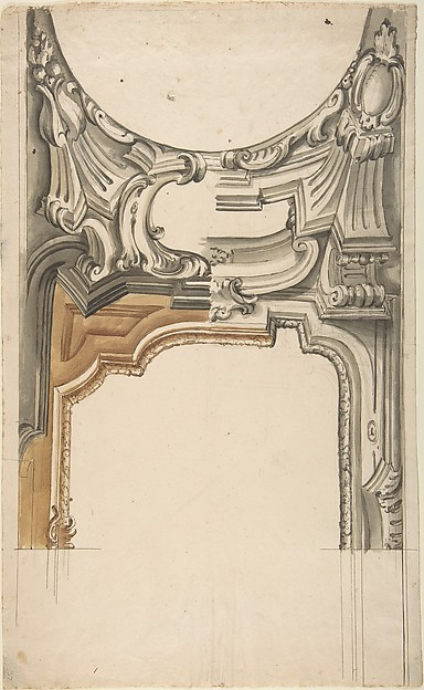 Two Alternate Designs for a Decoration over an Arched Opening with an Ornamental Cove