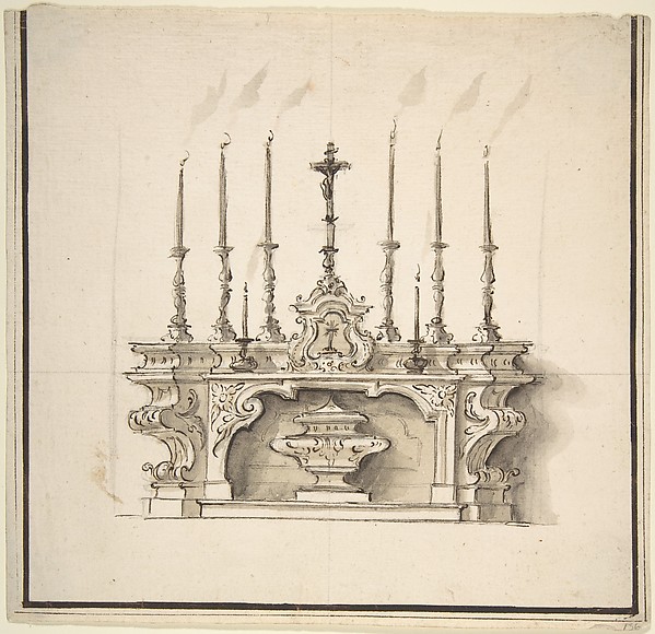 Design for an Altar With Six Large Candelabra