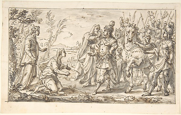 Two Women before a General