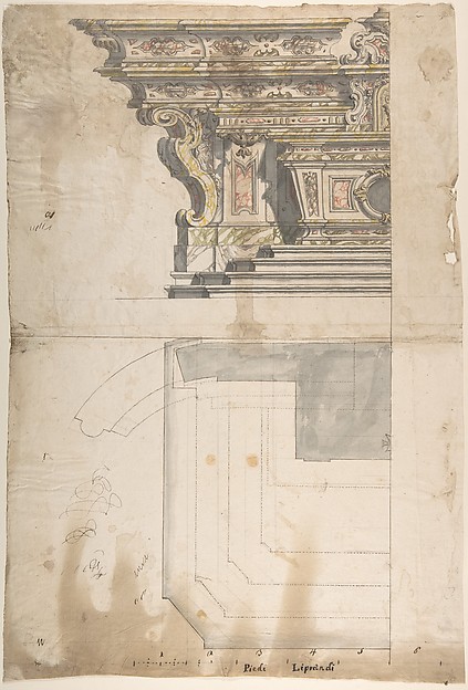 Design for one Half of an Altar: Elevation and Ground Plan