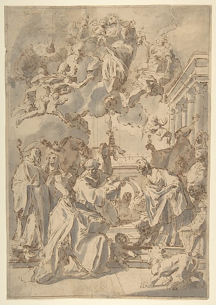 Virgin and Child in Glory with Angels and Saints by Anonymous, Italian, Venetian, 18th century