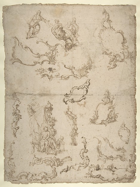 Studies for Figural Groups and Ornament (recto); Design for a Baptismal Font (verso)