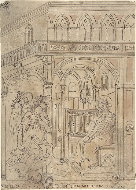 Annunciation with Beato Bernardo Tolomei di Siena by Anonymous, Italian, 19th century