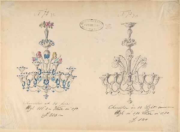 One Of Twenty Three Sheets Drawings Glassware Mirrors Chandeliers Goblets One Of Twenty Three Sheets Drawings Glassware Mirrors Chandeliers Goblets