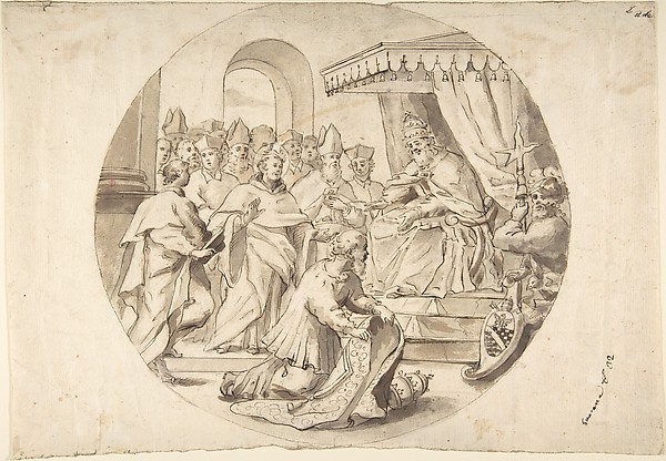 A Pope Recieving a Saint