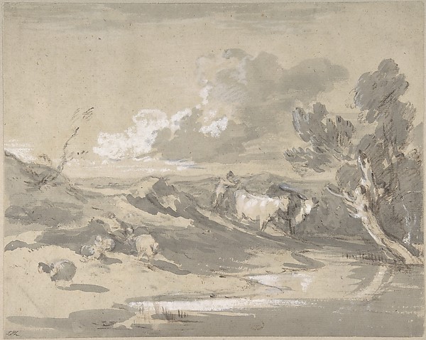 Open Landscape with Herdsman, Cows, and Sheep