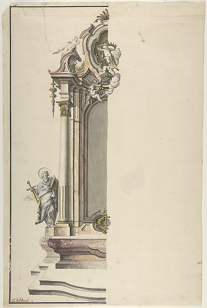 Design for an Aedicular Altar with St. Paul at the Left by Johann Georg Dirr