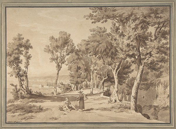 Figures in a Grove above  the Bay of Naples