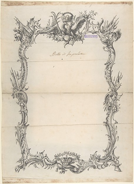 Design for a frame with Eagles and Trophies