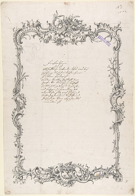Design for a Frame with Flowers, Feathers, Leaves, and Grapes