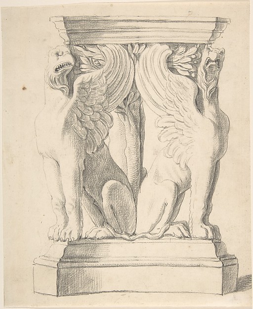 Sketch of a Classical Pedestal with Griffins