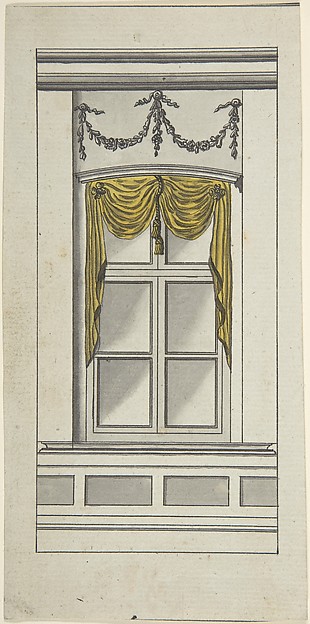 Design for a Window with Yellow Drapery