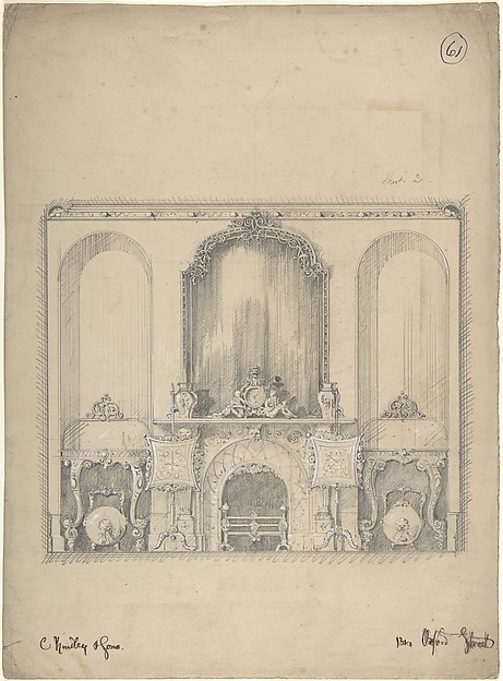 Design for a Wall with a Fireplace and Side Tables