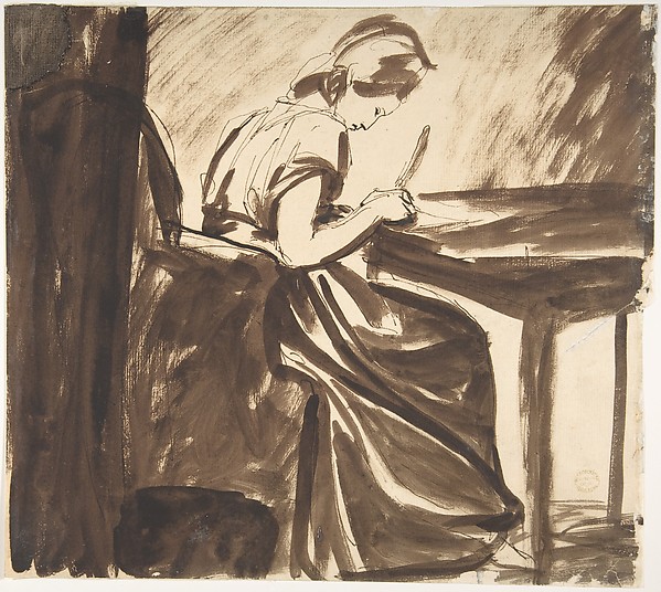 Lady Seated at a Table (recto); Dancing Figures (verso)