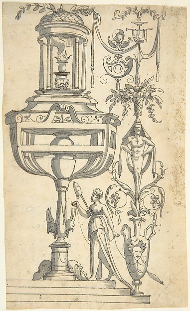 Candelabra Grotesque Crowned by an Altar in a Small Pavillion