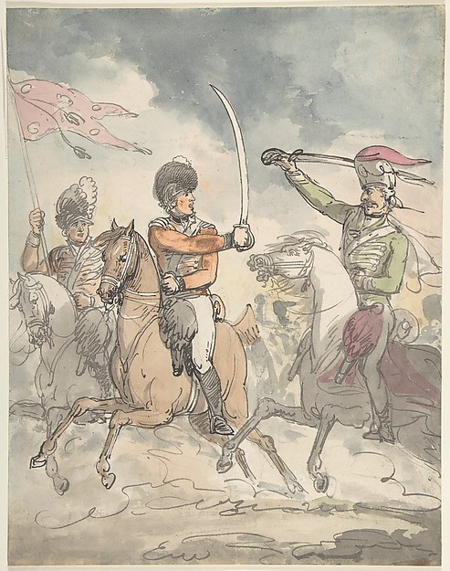 Unused study for a plate to "Hungarian and Highland Broadsword Exercise"  Feb. 12, 1799