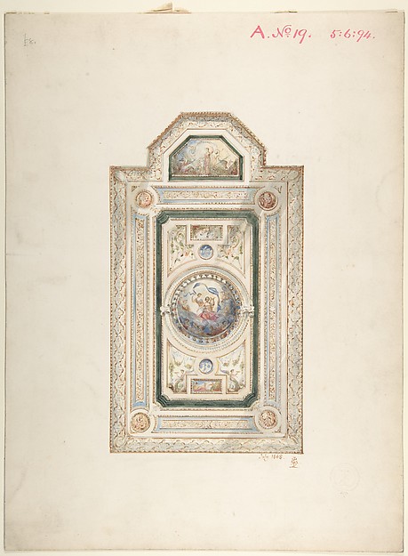 Inscribed drawing with monogram of Sang, of a ceiling design, July 1868