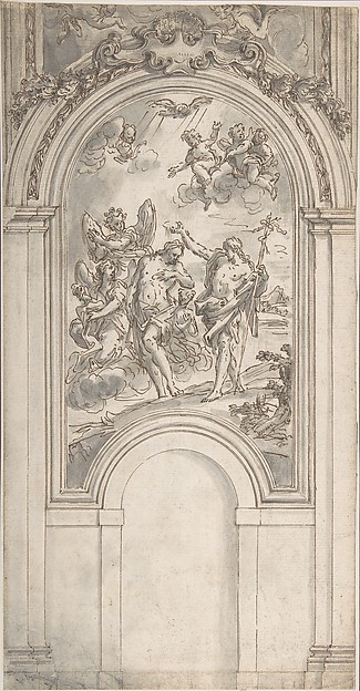 Design for a Baptism of Christ in an Architectural Setting by Sir James Thornhill