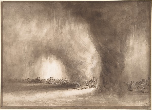 A Column of Oriental Travelers Scattered by a Dust Storm (The Israelites Passing through the Wilderness Preceded by the Pillar of Clouds)