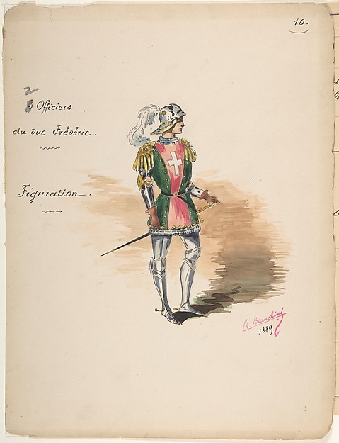 Costume Design for "Officiers du duc Frédéric" [a]; Descriptive Sheet of Costume Accessories [b]