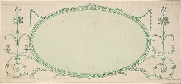 Design for a Mirror in the Form of a Horizontal Oval, Elevation