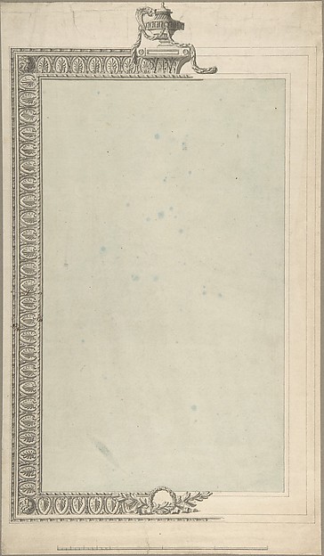 Design for a Pier-glass, of Tall Oblong Form, the Border a Palmette Frieze, the Termination an Urn