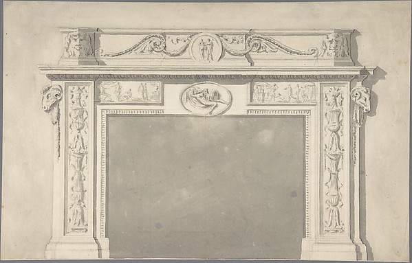 Design for a Classical Chimneypiece with Rams Heads, and Leda and the Swan.