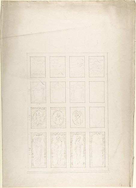 Design for Panelled Ceiling with Figures and Carving