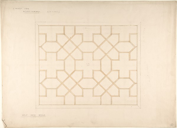 Ceiling design for the Library, Stuffynwood Hall, Derbyshire