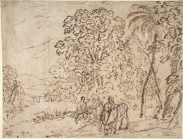The Rest on the Flight into Egypt (recto); The Arch of Titus, Camp Vaccino (verso) by Claude Lorrain (Claude Gellée)
