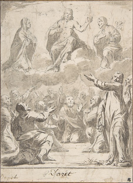 The Risen Christ between the Virgin and St. Joseph, Appearing to St. Peter and other Apostles by Jean Daret
