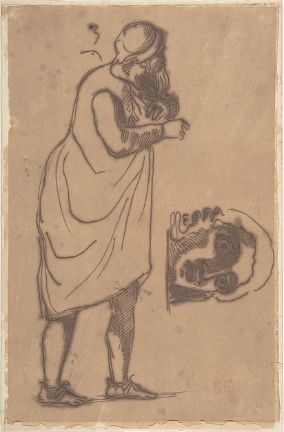 A Bearded Man, Standing, and a Classical Head