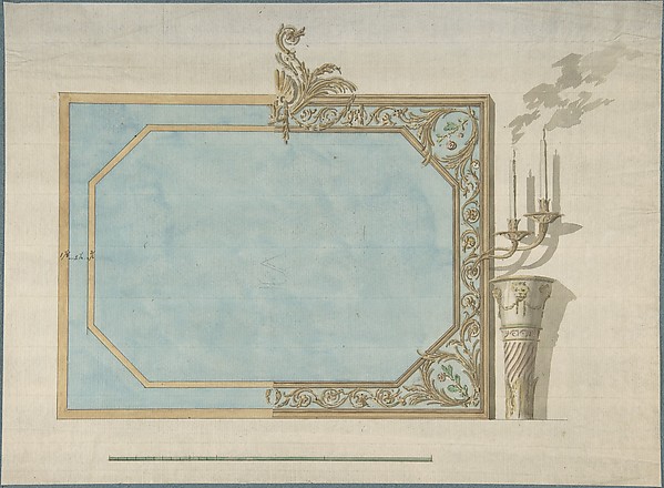Design for a Oblong Mirror with Sconces