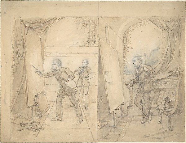 Two Views of an Artist's Studio, possibly that of Eden Upton Eddis