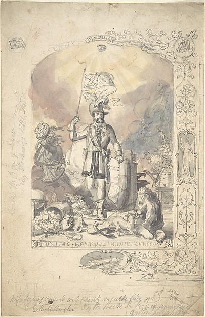 Design for the Ancient Order of Foresters: "Unity, Benevolence and Concord" by Anonymous, British, 19th century, The Metropolitan Museum of Art