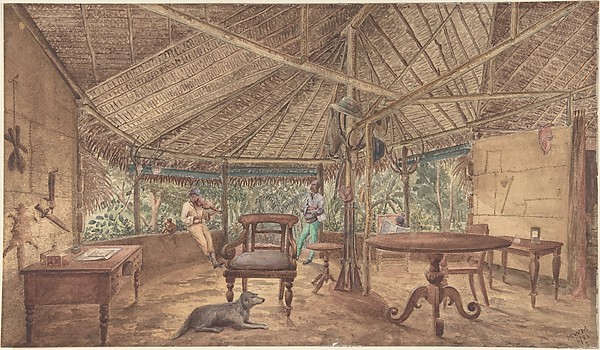 European Men in an African Jungle Lodge