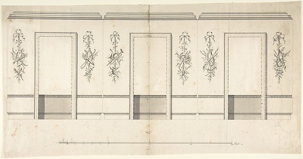 Wall Decorated with Musical and Military Trophies and Three Windows